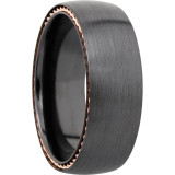 Lashbrook Black & Rose Zirconium 8mm Men's Wedding Band - Z8DSIDEBRAID_14KR+SATIN photo2