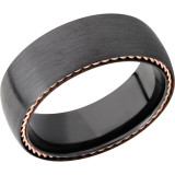 Lashbrook Black & Rose Zirconium 8mm Men's Wedding Band - Z8DSIDEBRAID_14KR+SATIN photo