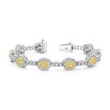 Uneek Oval Yellow Diamond Bracelet with Shared-Prong Round Diamond Bar Links - LBR178 photo