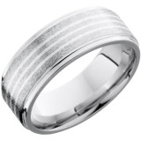 Lashbrook Cobalt Chrome 8mm Men's Wedding Band - CC8FGE3.5_SS+STONE_POLISH photo