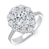 Uneek Pear-Shaped Diamond Engagement Ring with Scallop-Inspired Shared-Prong Round Diamond Halo - LVS1015PS photo