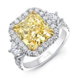 Uneek Contemporary Radiant-Cut Yellow Diamond-Center Three-Stone Engagement Ring - LVS1008RADFY photo