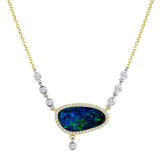Meira T 14k Yellow Gold Opal and Diamond Necklace photo