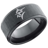 Lashbrook Black Zirconium 10mm Men's Wedding Band - Z10FGE_MARLIN_BLACK+CROSSSATIN+POLISH photo