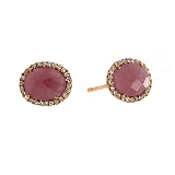 Meira T 12k Rose Gold Pink Sapphire Diamond Stud Earrings photo