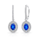 Uneek Oval Blue Sapphire Earrings with Diamond Double Halos and Accent Bezels - LVEDN2017S photo