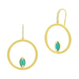 Freida Rothman Fleur Bloom Empire Turquoise Open Hoop Earrings - FBPYZTQE61 photo