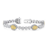 Uneek Pear-Shaped Yellow Diamond Bracelet with Round Colorless Diamond Bezels - LBR181 photo