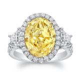 Uneek Contemporary Oval Fancy Yellow Diamond-Center Three-Stone Engagement Ring - LVS1008OVFY photo
