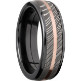 Lashbrook Black Rose & White Zirconium 7mm Men's Wedding Band - ZPF7D15_DAMASCUS11_14KR+SATIN+ACID+POLISH photo2