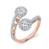 Uneek La Notte Stellata Two-Stone Diamond Ring with Round Halos and Pave Upper Shank - A106RD2WR-4.4RD photo