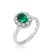 Uneek Oval Emerald Ring with Scalloped Diamond Halo - LVRMT2142E photo