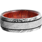 Lashbrook White Damascus Steel Hardwood 8mm Men's Wedding Band - HWSLEEVED8D14WOODGRAIN_METEORITE_MGA_PADAUK+ACID photo3