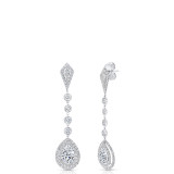 Uneek Pear-Shaped Diamond Drop Earrings with Teardrop-Shaped Double Halos and Kite-Shaped Accent Diamonds - LVE168 photo