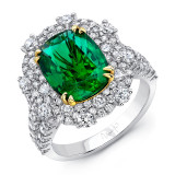 Uneek Cushion-Cut Emerald Halo Cocktail Ring - LVRMI1998E photo