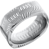 Lashbrook Black & White Damascus Steel 8mm Men's Wedding Band - D8FSQBASKET+POLISH photo