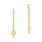 Freida Rothman Linear Drop Earrings With Pearls In 14K Gold - TPYZFPE01-14K photo