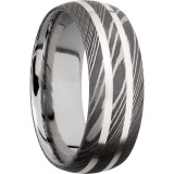 Lashbrook Black & White Damascus Steel 8mm Men's Wedding Band - D8D21_SS+ACID photo2