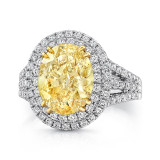Uneek 4-Carat Oval Fancy Yellow Diamond Ring with Double Halo and Triple Shank - SM816 photo