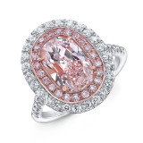 Uneek Cushion Light Pink Diamond Engagement Ring SI1 GIA Certified with Pink and White Diamond Side Stones - LVS2190CUDD photo