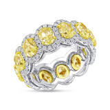 Uneek Oval Yellow Diamond Eternity Band with Round Diamond Halos - LVBE168OVFY photo