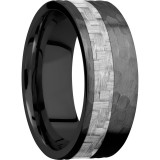 Lashbrook Black Zirconium 8mm Men's Wedding Band - ZC8F13OC_SILVERCF+HAMMER photo2