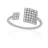 Meira T 14k White Gold Diamond Double Square Ring photo