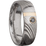 Lashbrook Black White & Yellow Damascus Steel 7mm Men's Wedding Band - D7D12VERT_14KYBLKDIA.10MB+ACID photo2