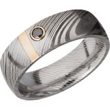 Lashbrook Black White & Yellow Damascus Steel 7mm Men's Wedding Band - D7D12VERT_14KYBLKDIA.10MB+ACID photo