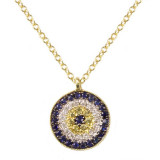 Meira T Yellow Gold Diamond and Sapphire Evil Eye Necklace photo
