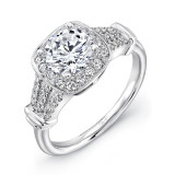 Uneek Round-Diamond-on-Cushion-Halo Engagement Ring with Triple-Split Upper Shank and Milgrain Accents - USM030CU-6.5RD photo