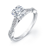 Uneek Antique-Inspired Round Diamond Engagement Ring with Milgrain-Edged Upper Shank - USM019-6.5RD photo