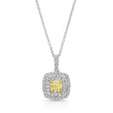 Uneek Cushion-Cut Fancy Yellow Diamond Pendant with Dreamy Scalloped Double Halo - LVN677 photo