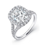 Uneek Elongated Cushion-Cut Diamond Halo Engagement Ring with Split Upper Shank - LVS647 photo