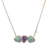 Meira T 14k Rose Gold Amazonite and Tanzanite Three Stone Necklace photo