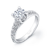 Uneek Round Diamond Non-Halo Engagement Ring with Graduated Melee Diamonds U-Pave Set on Upper Shank - USM012-6.5RD photo