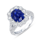 Uneek Precious Cushion Blue Sapphire Engagement Ring - R050CUBSU photo