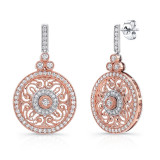 Uneek Vintage-Inspired Round Filigree Diamond Dangle Earrings - LVE686RW photo