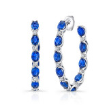 Uneek Blue Sapphire Diamond Hoop Earrings - ER210921U photo