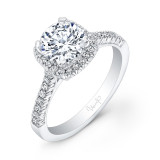 Uneek Round-Diamond-on-Cushion-Halo French Pave Engagement Ring - USM028CU-6.5RD photo