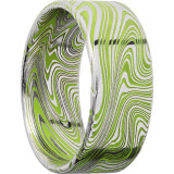 Lashbrook Black & White Damascus Steel 9mm Men's Wedding Band - D9FRMARBLE+POLISH+ZOMBIEGREENALL photo2