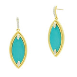 Freida Rothman Fleur Bloom Empire Turquoise Marquise Drop Earrings - FBPYZTQE60-14K photo