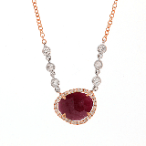 Meira T Ruby 14k Rose Gold Ruby and Diamond Necklace photo