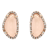 Meira T 14k Rose Gold Diamond and Rose Quartz Stud Earrings photo
